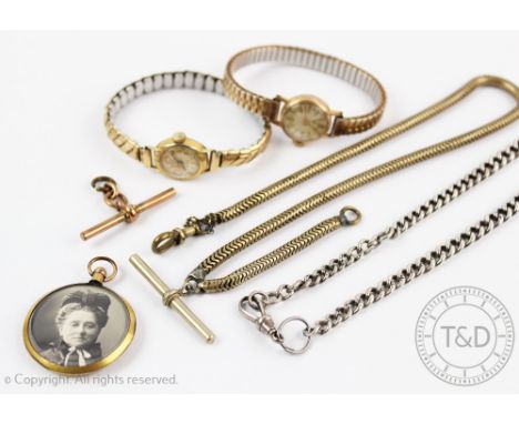Assorted jewellery and watches, to include, A Ronet gold plated ladies watch, a further watch, a silver graduated chain, a fu