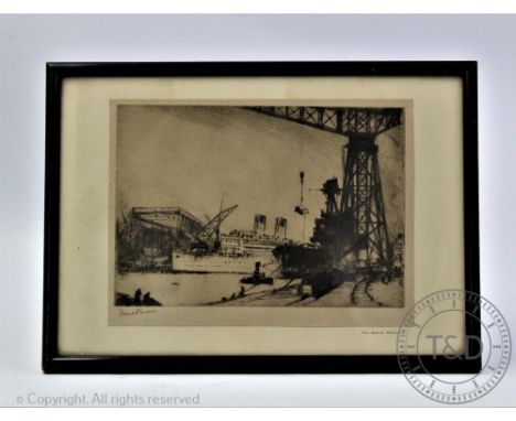 After James Abbott McNeil Whistler, Print of an etching, Chelsea, Printed by Virtue & Co, 19cm x 26.5cm, Framed and glazed, W