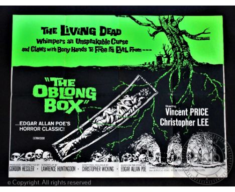 The Oblong Box,1969, 30" x 40" Quad Poster, British horror film, starring Vincent Price and Christopher Lee CONDITION REPORT: