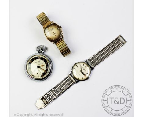 A gentleman's 9ct gold Rotary wristwatch, baton dial with date aperture, with an Ingersoll stainless steel wrist watch and an