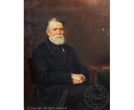 Henry Turner Munns (1832-1898), Oil on canvas, Portrait of James Holcroft (1816-1894) of Red Hill House Stourbridge, Signed a