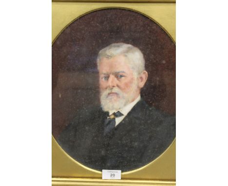 (XX).  British School. An oval head and shoulder portrait study of a gentleman with beard. Unsigned, oil on canvas, framed an