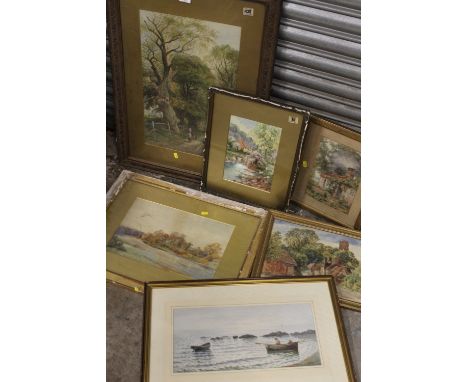 A COLLECTION OF VINTAGE WATERCOLOURS COMPRISING OF COTTAGE SCENES BY J HALLORD ROSS, J F HARDY AND H CLIFFORD WARREN, IMPRESS