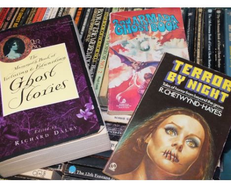 TWO TRAYS OF MOSTLY VINTAGE PAPERBACK HORROR BOOKS (TRAYS NOT INCLUDED)