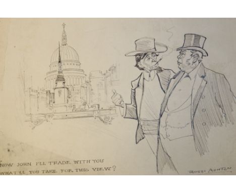 JULIAN ROSSI ASHTON (1851-1942). An illustration of two gentlemen before St. Paul's Cathedral 'Now John I'll Trade with You, 