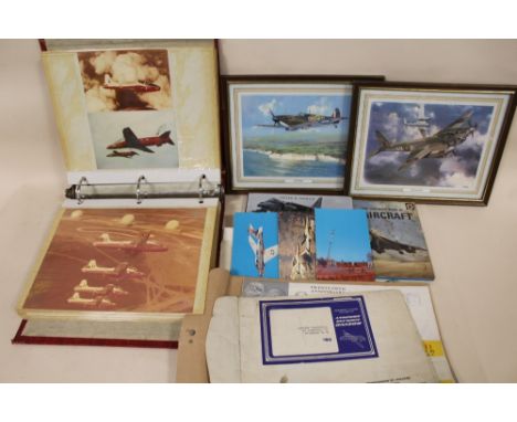 A SMALL TRAY AND ALBUM OF AVIATION RELATED EPHEMERA 