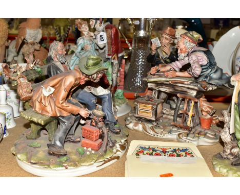 FIVE CAPODIMONTE FIGURES AND FIGURE GROUPS, comprising an IPA 'Hussar &amp; His Lady' limited edition figure group, with cert