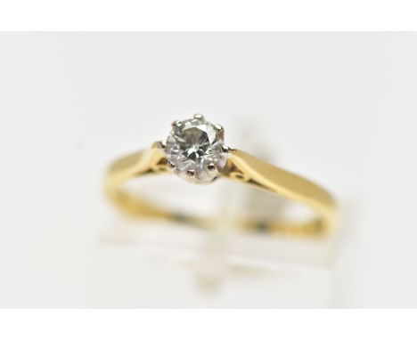 AN 18CT GOLD SINGLE STONE DIAMOND RING, a single round brilliant cut diamond in a six claw setting, estimated diamond weight 