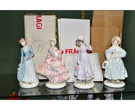 FOUR LIMITED EDITION ROYAL WORCESTER FIGURINES, for The Victoria &amp; Albert Museum/Compton &amp; Woodhouse's 'Walking - Out
