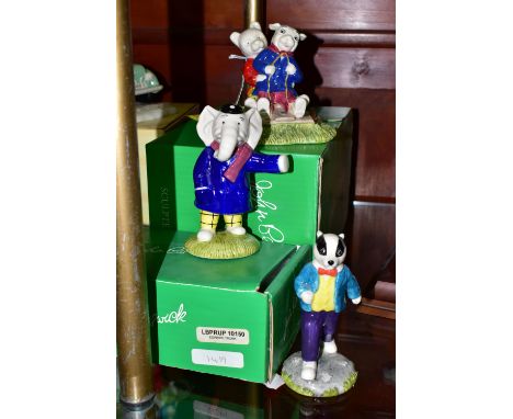 THREE BESWICK RUPERT BEAR LIMITED EDITION FIGURES, comprising a boxed Rupert Bear and Algy Pug Go-Carting figure group number