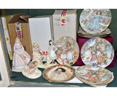 A GROUP OF COALPORT AND ROYAL WORCESTER FIGURINES AND COLLECTORS PLATES DEPICTING CHILDREN, in NSPCC and Barnardo's collectio