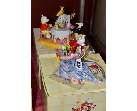 TWO BOXED ROYAL DOULTON RUPERT BEAR LIMITED EDITION FIGURE GROUPS, comprising Rupert Rides Home RB4 numbered 195/2500 (extens