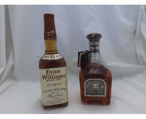 Two bottles comprising Evan Williams Smooth 8 years mellow Kentucky?s First Distiller Bourbon Whiskey plus Jack Daniels Singl