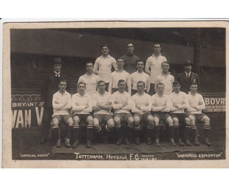 TOTTENHAM HOTSPUR 1919-1920   Postcard, Tottenham Hotspur, 1919-1920, card has "Official Photo" , "Crawford Edmonton"  noted 