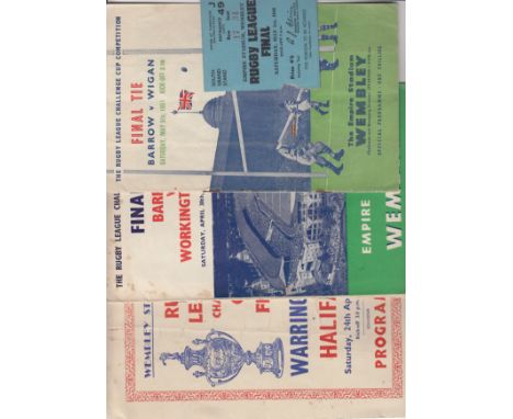 RUGBY LEAGUE CUP FINALS   Three programmes, 1951 Cup Final Barrow v Wigan, (folds, creases), 1955 Cup Final , Barrow v Workin
