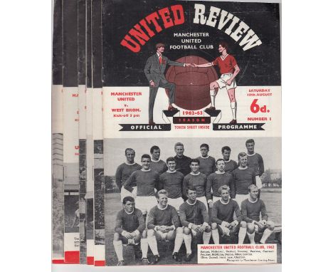 MANCHESTER UTD    All 21 Manchester Utd League home programmes from 1962/63 season v Arsenal (postponed) plus 3 x Cup Ties v 