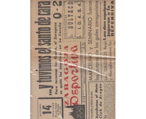 1962 FAIRS CUP       Real Zaragoza v Glentoran (Northern Ireland) played 10 October 1962 in Zaragoza. Two issues of Zaragoza 