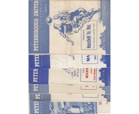 PETERBOROUGH - MANSFIELD   Six Peterborough first team home programmes v Mansfield Reserves, Midland League, 52/3, 53/4, 54/5