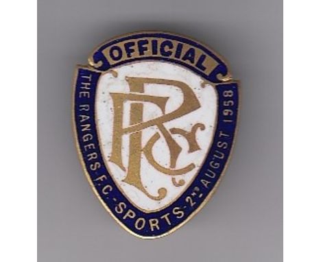 GLASGOW RANGERS BADGE   Enamel Rangers FC metal badge showing Rangers crest with "Official"  inscribed on top edge , gilt on 