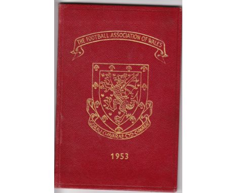 WALES   A cloth bound player's itinerary card with gilt coats of arms from 1953 covering the post season tour for the matches
