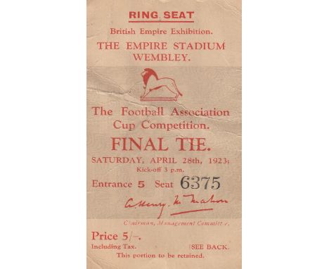 1923 CUP FINAL   Match ticket for 1923 FA Cup Final, first Wembley Cup Final and only a limited number of tickets were availa