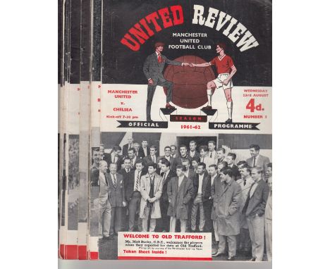 MANCHESTER UTD     All 21 Manchester Utd League programmes from the 1961/62 season (all vary , the last 4 lack tokens) plus 5