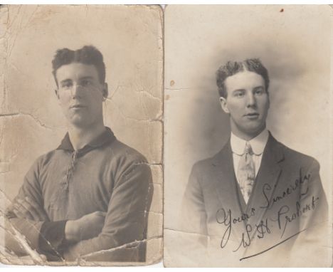 BILLY PROBERT AUTOGRAPH / PORTSMOUTH 1920    Two portrait black & white postcards, one shows Probert in civilian clothes and 