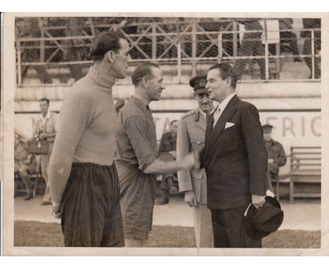 WARTIME - ROME 1945   Press photograph showing Matt Busby and Frank Swift being introduced to a British Dignitary , Sir Noel 