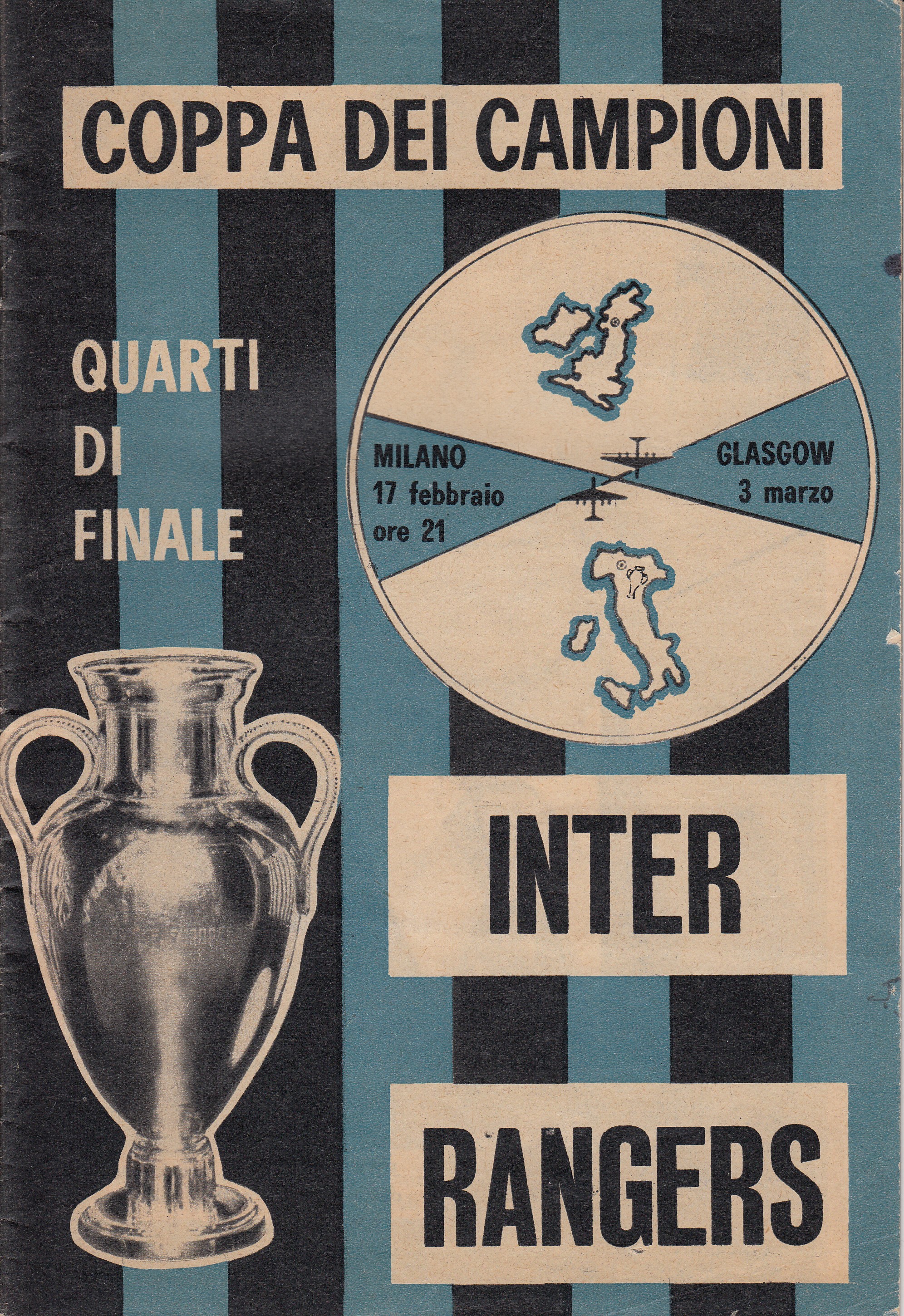 Download INTER-MILAN - RANGERS 65 Programme /brochure, 32 pages, Inter Milan v Rangers 17/2/65, covers b