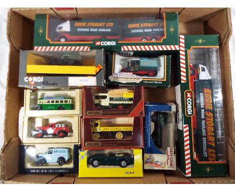 A collection of diecast model motor vehicles to include Corgi, Eddie Stobart Haulage trucks, Corgi Classics, Days Gone, Match