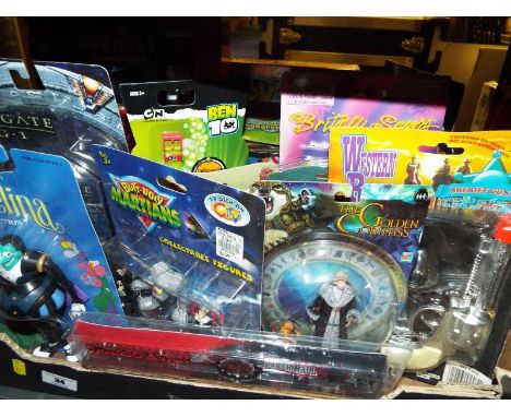 A collection of predominantly sealed blister packs to include Iron Man 2, Thumbelina, Butt Ugly Martians, Ben Ten, Britney Sp