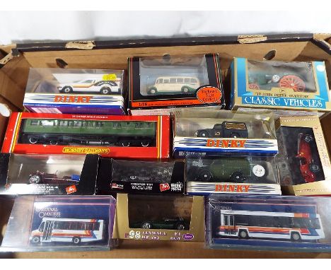 A collection of predominantly diecast model motor vehicles to include Dinky, original Ominbus transport coaches, a limited ed