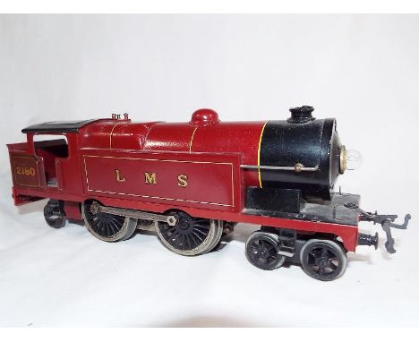 Model Railways - a Hornby tinplate O gauge E220 special tank locomotive 442T, maroon LMS livery, Op No. 2180, bulb holder on 