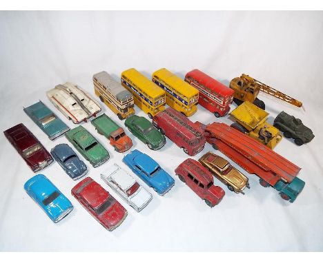 A collection of playworn early diecast model motor vehicles to include Dinky Fire Engine 25h, Fire Engine 259, Ford Sedan, Do