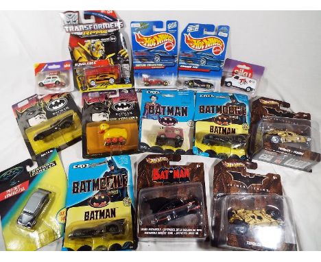 Batman - a collection of diecast Batman model vehicles to include the Penguin's Duck vehicle, Batmobile, Joker van, Tumbler a