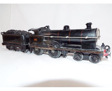 Model Railways - a Bing tinplate O gauge 440 locomotive with tender 'George The Fifth' Op No. 2663 black LNWR livery remoted 