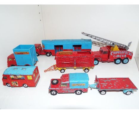 Corgi Major Toys - a collection of seven diecast model Chipperfields Circus vehicles comprising Bedford Tractor Unit and Arti