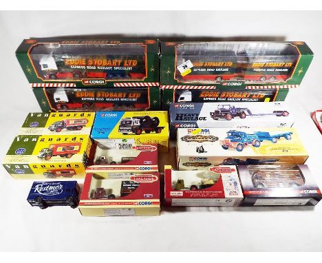 Approximately 16 diecast model motor vehicles to include four Corgi Eddie Stobart lorries / trailers 59502, 59503, 59504 and 