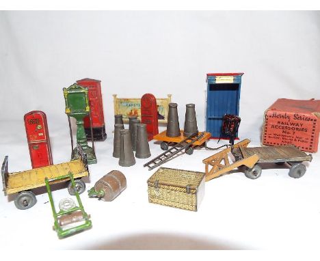 Model railways - a collection of early 20th century and later Hornby platform accessories predominantly 0 gauge tinplate and 