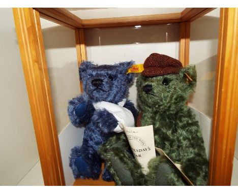 Two Steiff Bears, Wednesday's Bear and Thurday's Bear, issued in Limited Editions with certificates, button in ears with yell