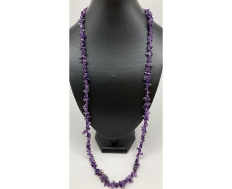 A 32" costume jewellery necklace made from amethyst chip beads. Retired jewellery makers stock. 