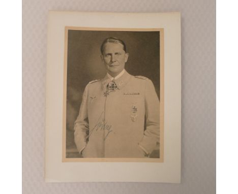 Scarce WW2 A black and white portrait photograph bearing the original wartime signature of Hermann Wilhelm Göring (or Goering