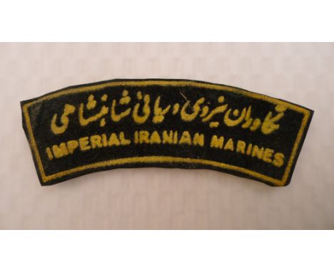Unusual Iran Pre 1979 Revolution An original vintage Imperial Iranian Marines shoulder title circa pre 1979. The Imperial Ira