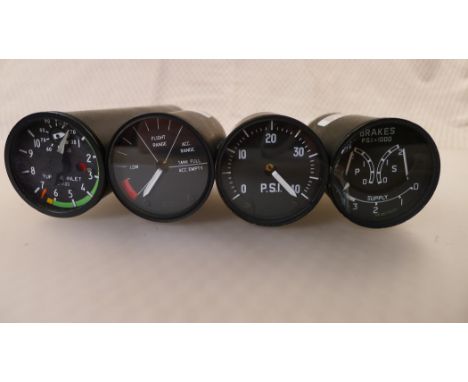 4 x various vintage ex RAF aircraft gauges , instruments comprising a Jaeger turbine inlet temperature indicator, a Weston pr