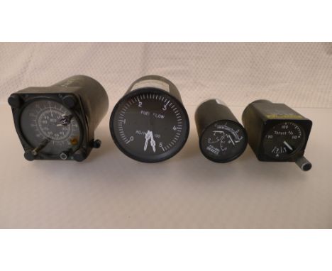 4 x various vintage ex RAF aircraft gauges , instruments comprising a Decca Navigator Decometer Indicator Mk VIII Type 274 ZF