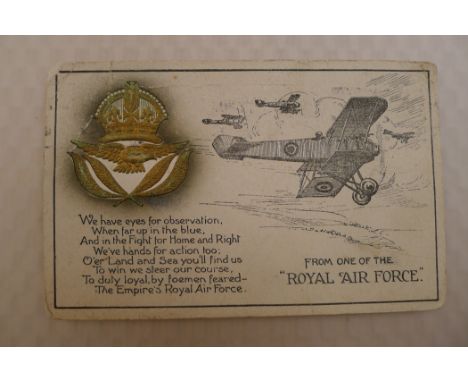 WW1 An unusual original Royal Air Force (RAF) postcard with postmark dated 6th July 1918. The Royal Air Force was formed on 1