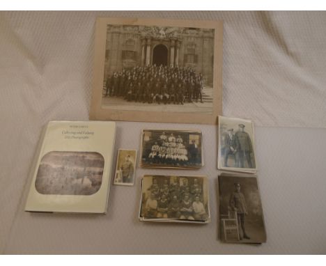 WW1 onwards A collection of 43 vintage postcards and black and white photographs from the First World War period and onwards 