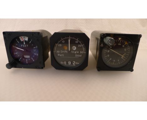 3 x various vintage ex RAF aircraft gauges , instruments comprising an AIS heading indicator type RL8 E, a Decca Navigator dr