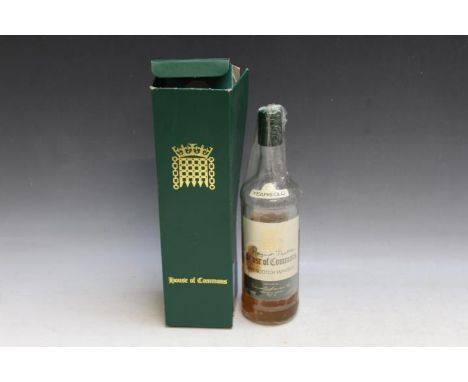 1 OPENED BOTTLE OF HOUSE OF COMMONS WHISKY SIGNED BY MARGERET THATCHER, collectors item only - not for consumption