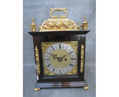 A VERY FINE LATE 17TH BASKET TOPPED BRACKET CLOCK BY ROBERT WILLIAMSON OF LONDON (1698-1714), the five pillar movement powere